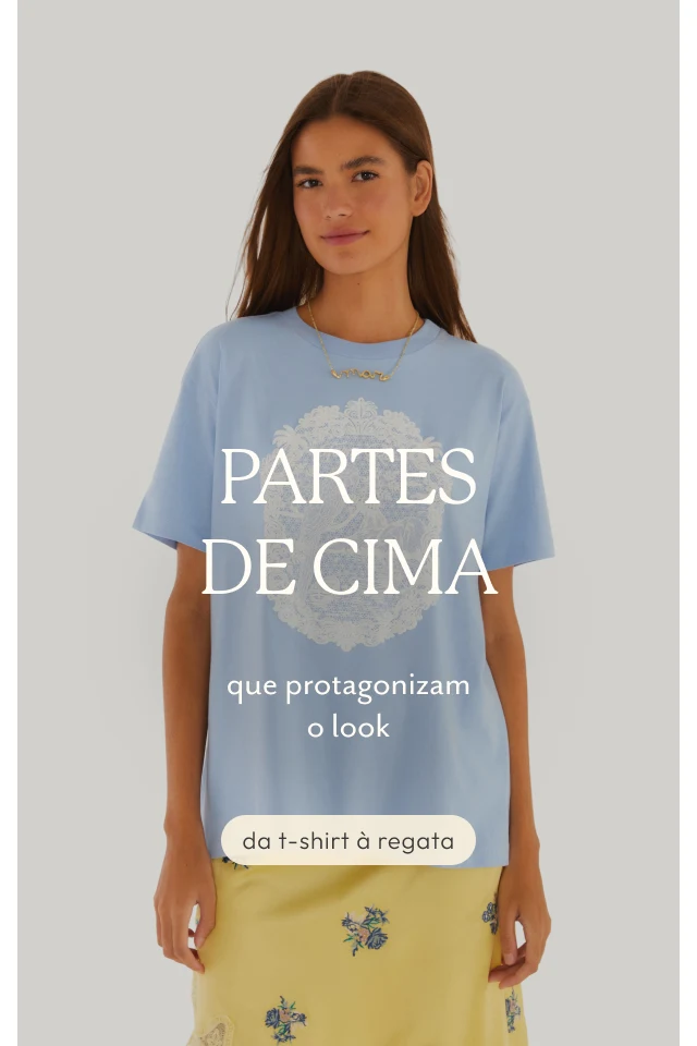 t-shirt azul pastel silk renda FARM. confira!
