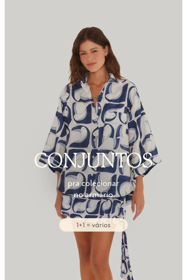 conjunto camisa e short saia tuca tropical. leva os conjuntos FARM
